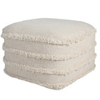 Pouf ottoman Sevita en tissu texturé rayé
