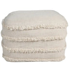 Pouf ottoman Sevita en tissu texturé rayé