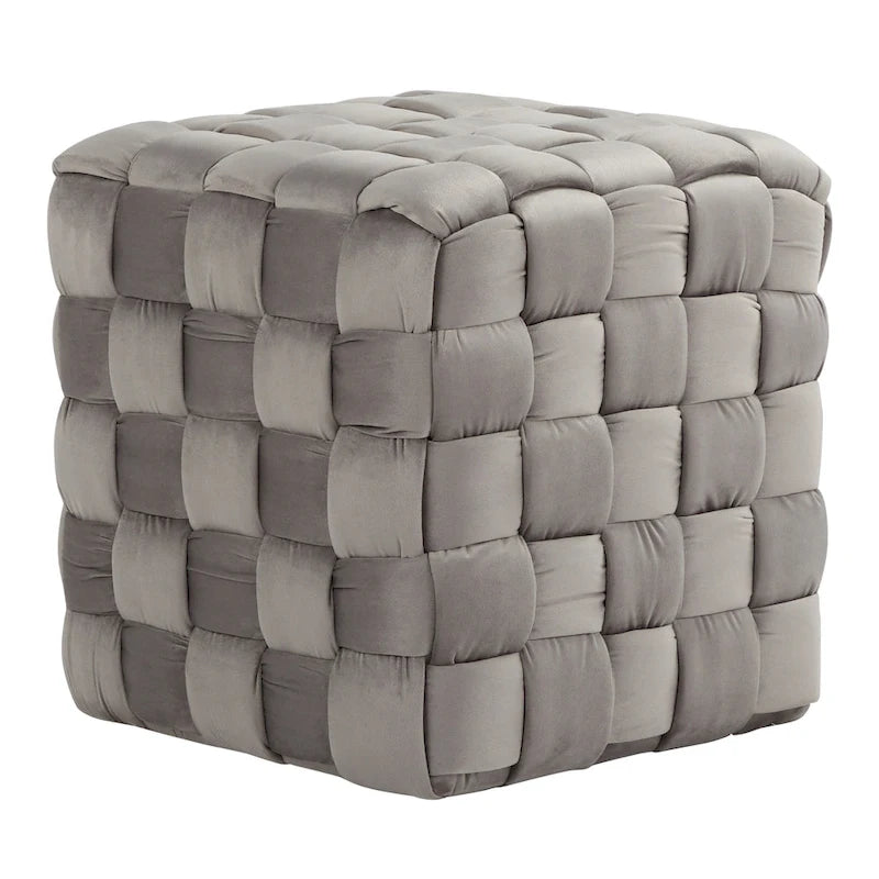 Silver Orchid Camilla Pouf carré tressé 16