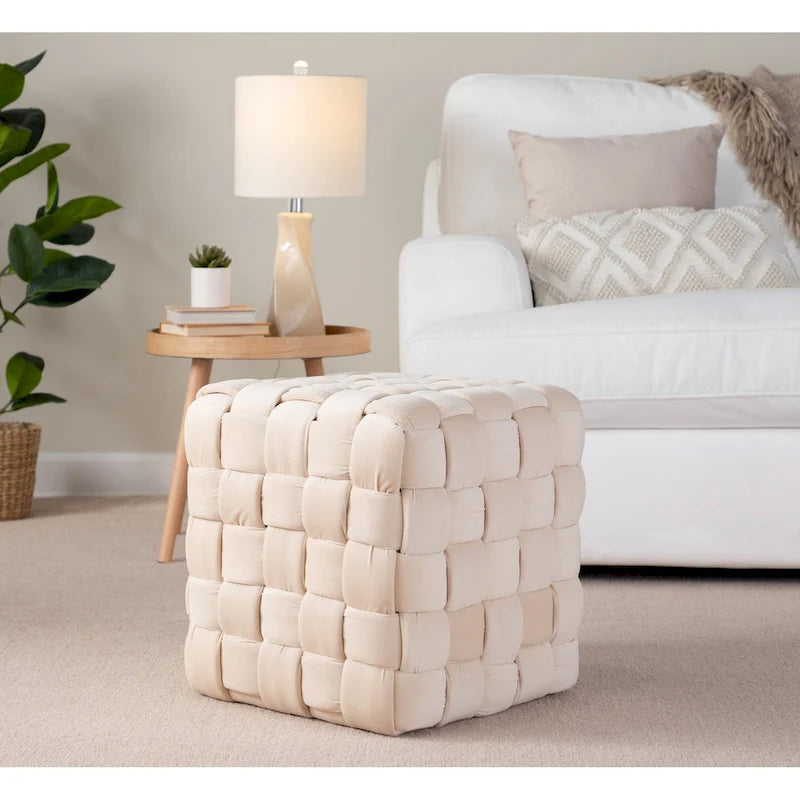 Silver Orchid Camilla Pouf carré tressé 16