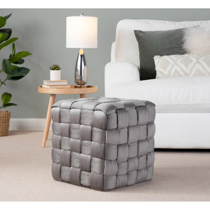 Silver Orchid Camilla Pouf carré tressé 16
