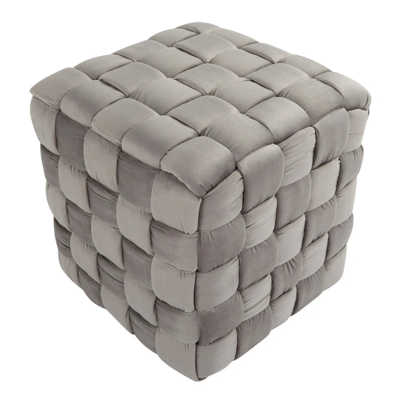 Silver Orchid Camilla Pouf carré tressé 16