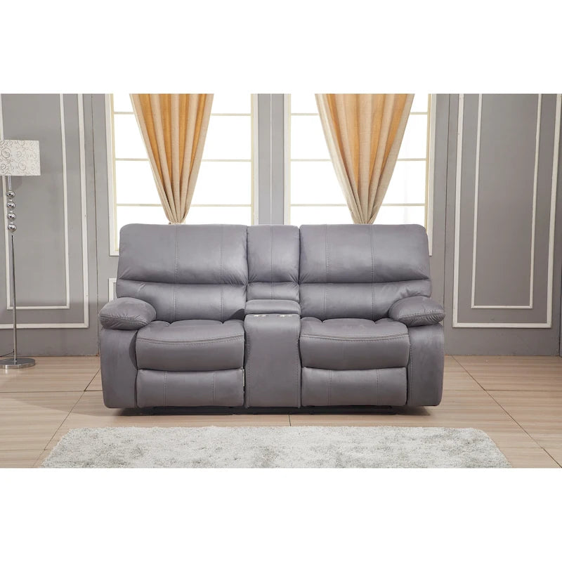 Canapé inclinable manuel Betsy Furniture en microfibre 2 places avec console 8007