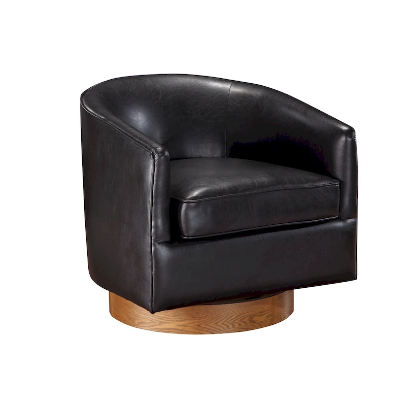 Fauteuil pivotant en similicuir et bois Ingram de Greyson Living
