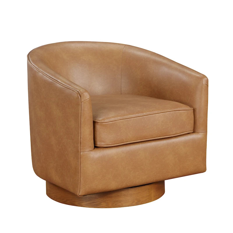Fauteuil pivotant en similicuir et bois Ingram de Greyson Living