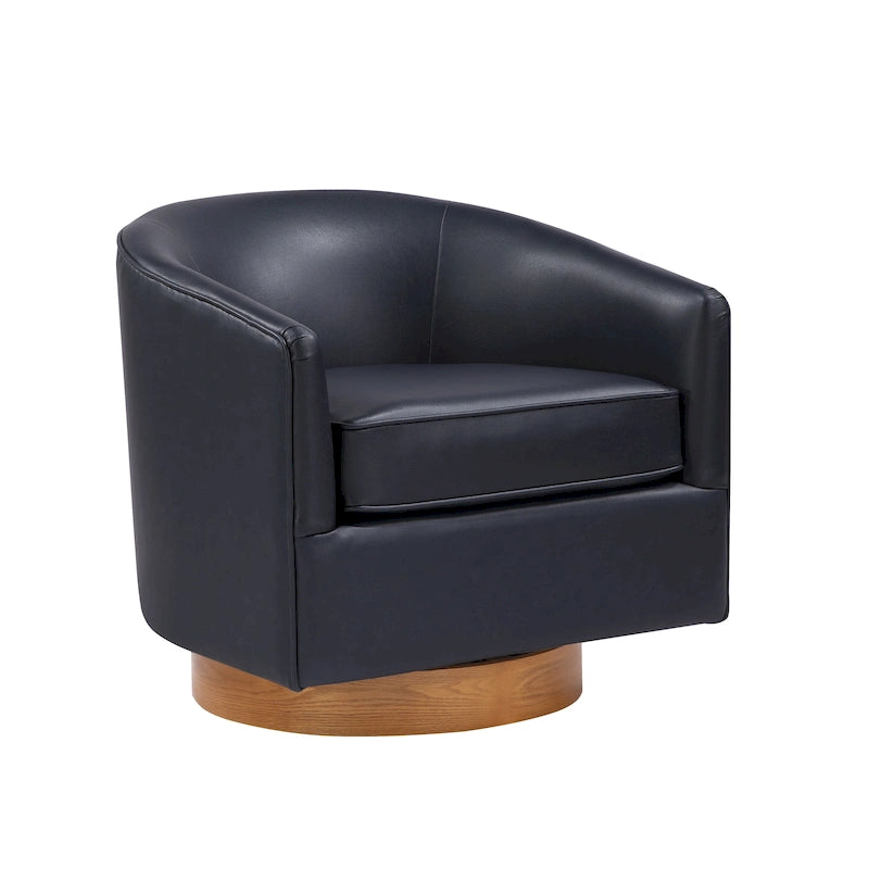 Fauteuil pivotant en similicuir et bois Ingram de Greyson Living