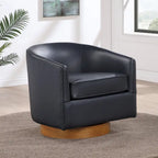 Fauteuil pivotant en similicuir et bois Ingram de Greyson Living
