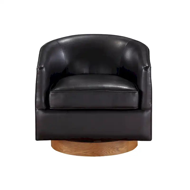 Fauteuil pivotant en similicuir et bois Ingram de Greyson Living
