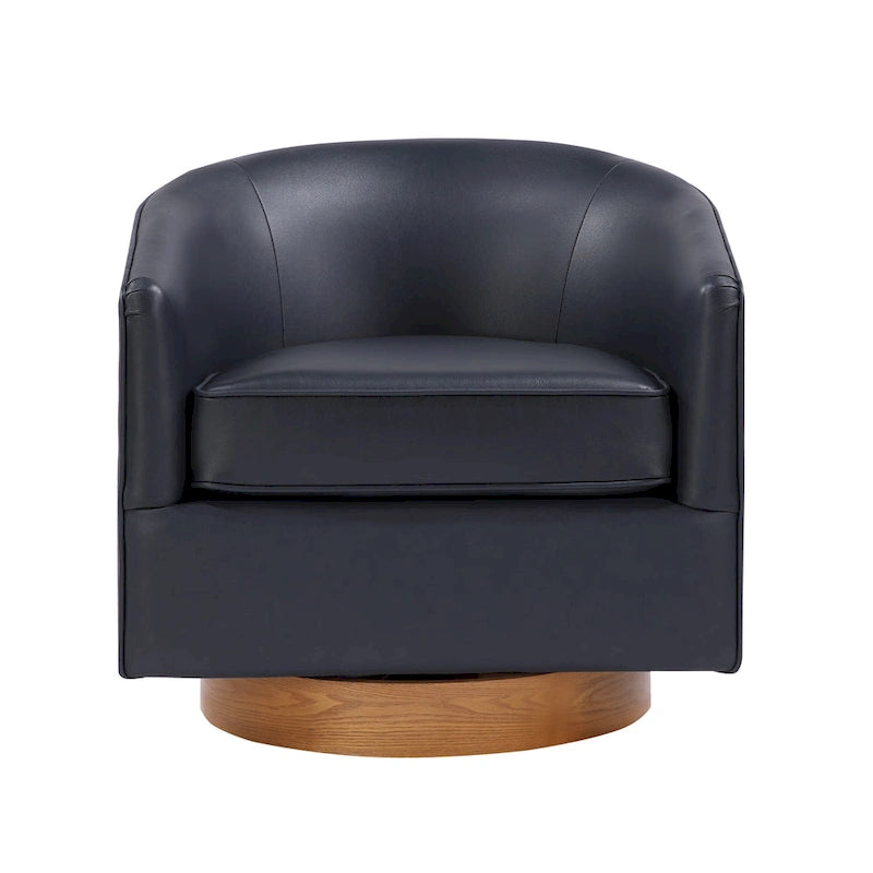 Fauteuil pivotant en similicuir et bois Ingram de Greyson Living