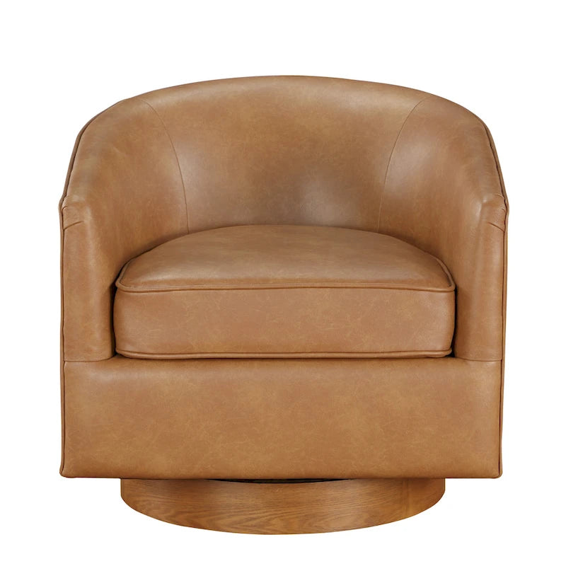 Fauteuil pivotant en similicuir et bois Ingram de Greyson Living