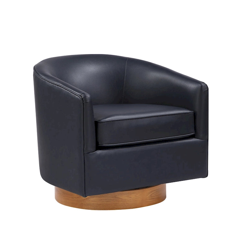 Fauteuil pivotant en similicuir et bois Ingram de Greyson Living