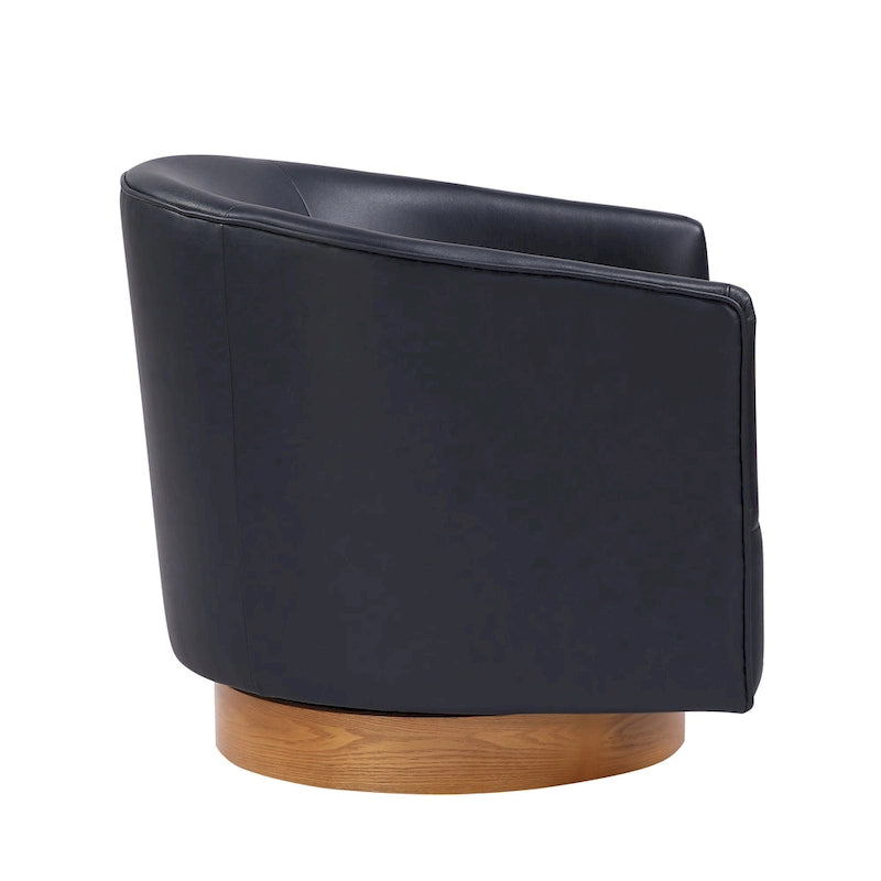 Fauteuil pivotant en similicuir et bois Ingram de Greyson Living