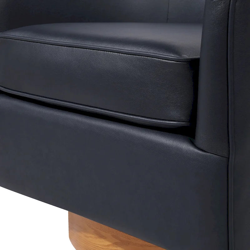 Fauteuil pivotant en similicuir et bois Ingram de Greyson Living