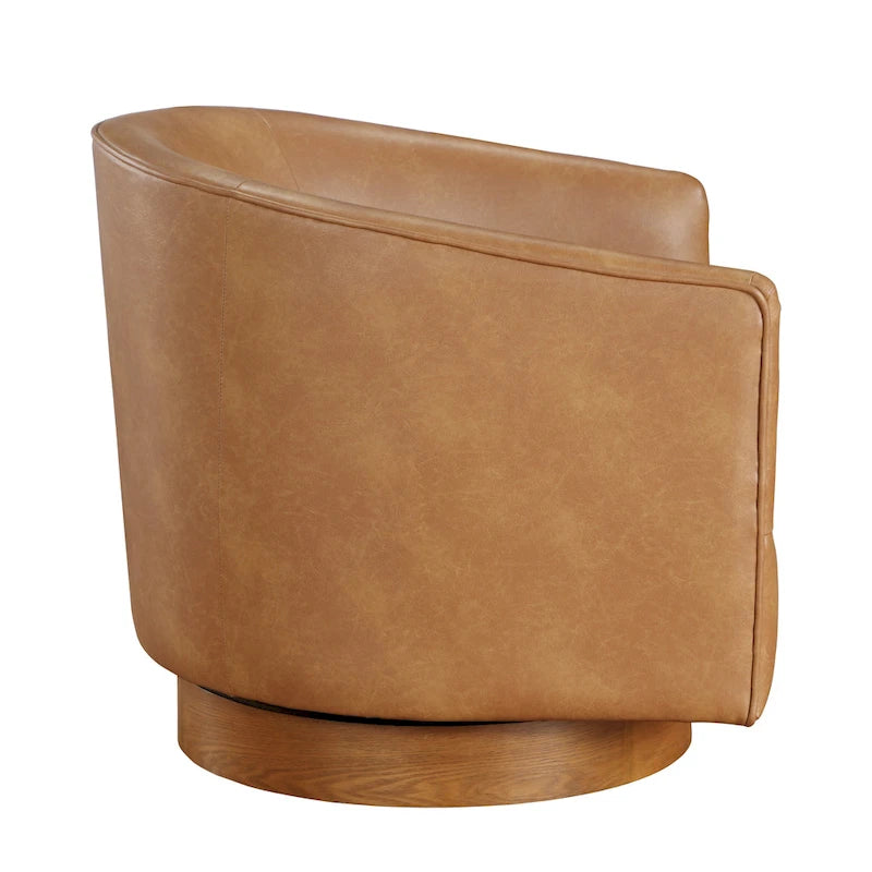 Fauteuil pivotant en similicuir et bois Ingram de Greyson Living