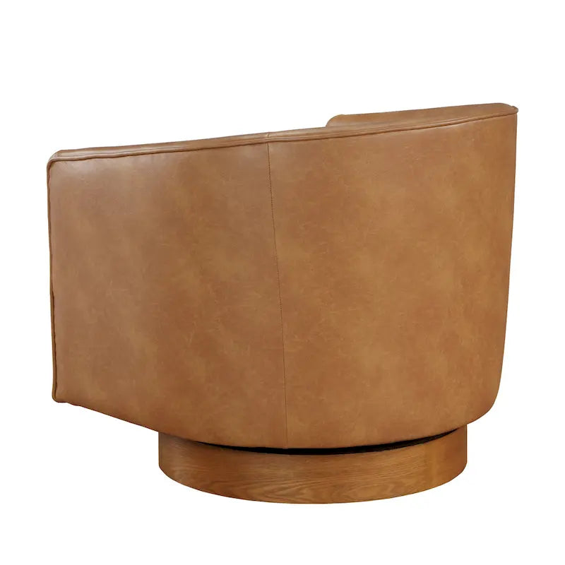 Fauteuil pivotant en similicuir et bois Ingram de Greyson Living