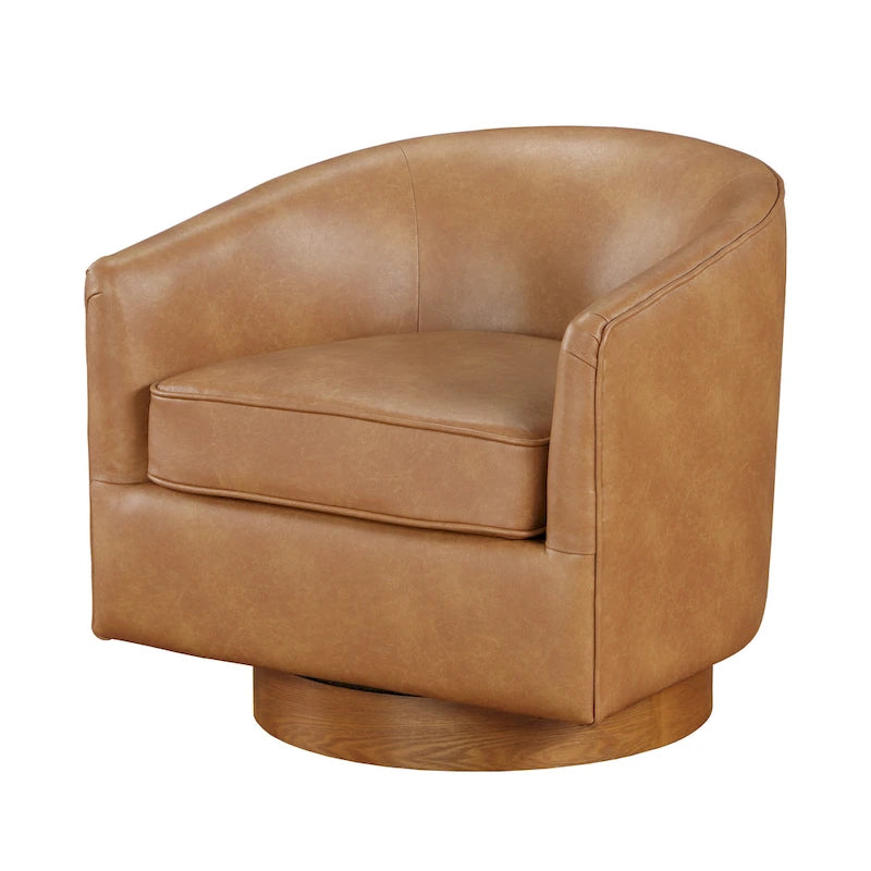 Fauteuil pivotant en similicuir et bois Ingram de Greyson Living