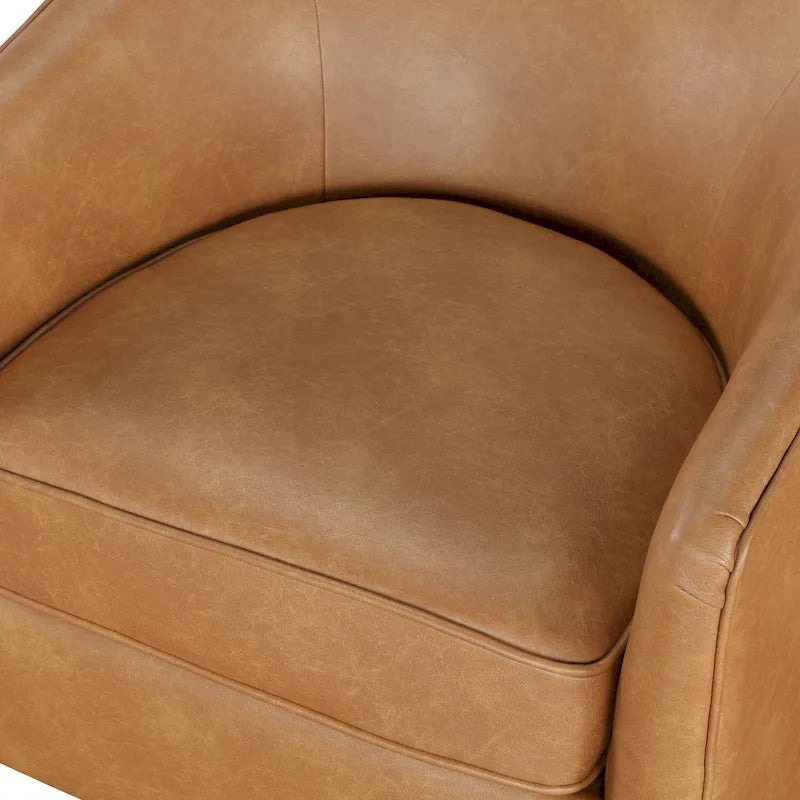 Fauteuil pivotant en similicuir et bois Ingram de Greyson Living