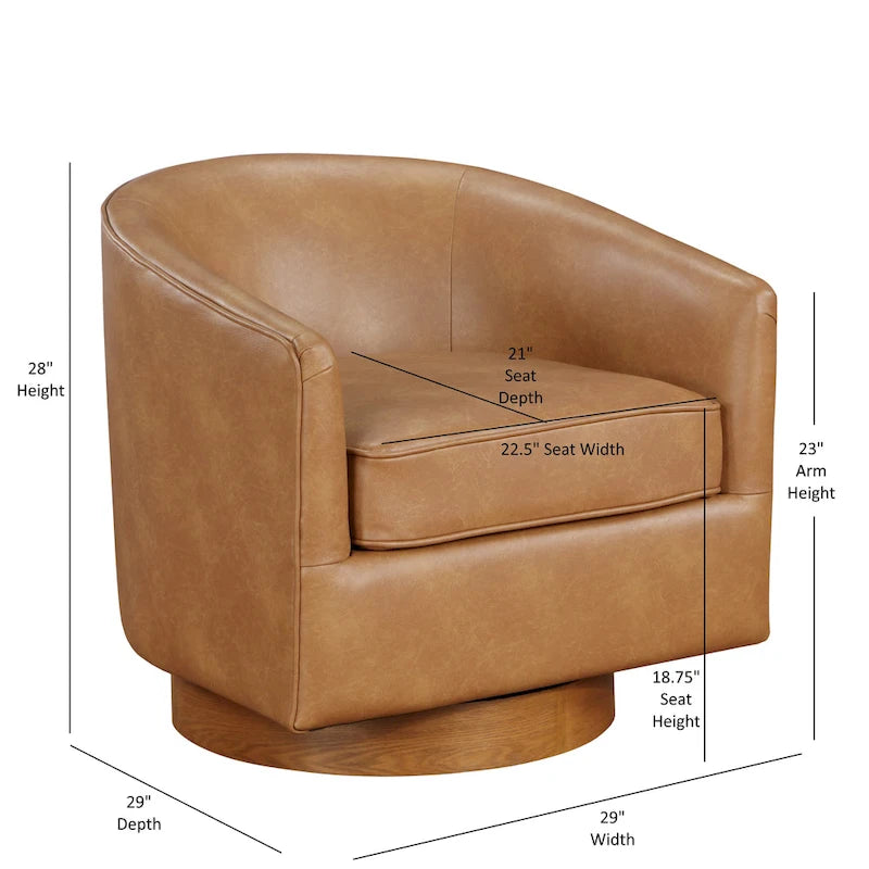 Fauteuil pivotant en similicuir et bois Ingram de Greyson Living
