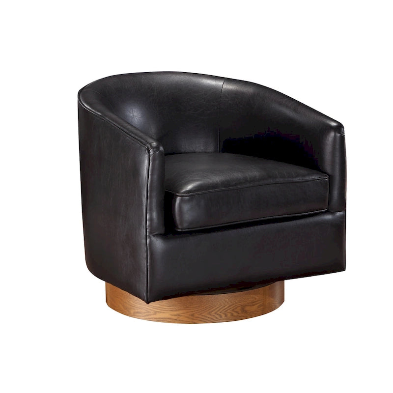 Fauteuil pivotant en similicuir et bois Ingram de Greyson Living
