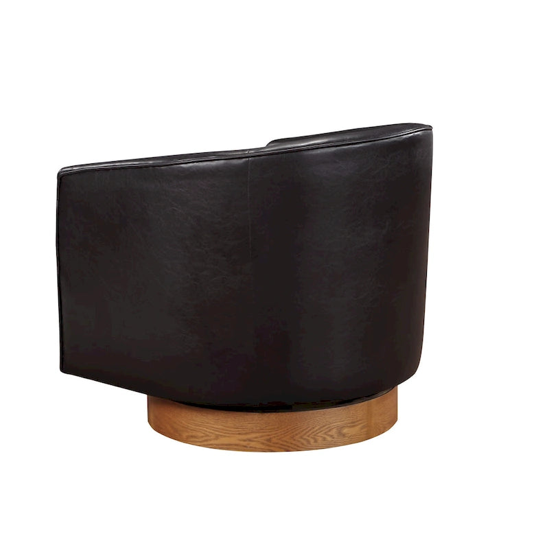 Fauteuil pivotant en similicuir et bois Ingram de Greyson Living