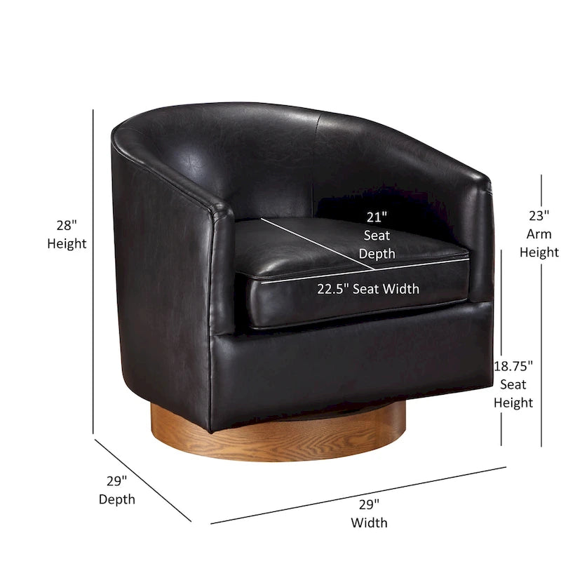 Fauteuil pivotant en similicuir et bois Ingram de Greyson Living