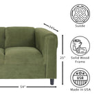 Canapé deux places moderne du milieu du siècle Coast to Coast Sofas, cadre en bois massif, rembourré