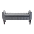 Banc de rangement ottoman Porthos Home Inari avec couvercle rabattable en tissu et pieds en bois d'hévéa