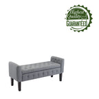 Banc de rangement ottoman Porthos Home Inari avec couvercle rabattable en tissu et pieds en bois d'hévéa