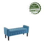 Banc de rangement ottoman Porthos Home Inari avec couvercle rabattable en tissu et pieds en bois d'hévéa