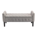 Banc de rangement ottoman Porthos Home Inari avec couvercle rabattable en tissu et pieds en bois d'hévéa