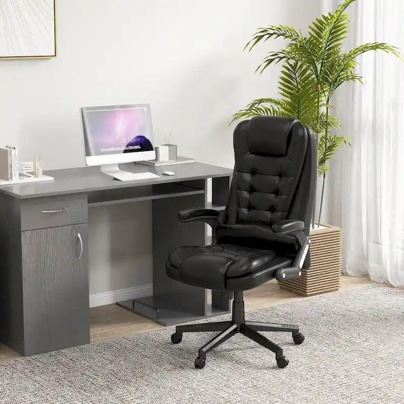 HOMCOM Fauteuil de bureau massant et vibrant à dossier haut avec 6 points de vibration, beige