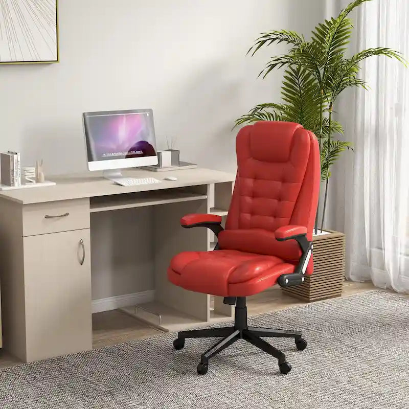 HOMCOM Fauteuil de bureau massant et vibrant à dossier haut avec 6 points de vibration, beige