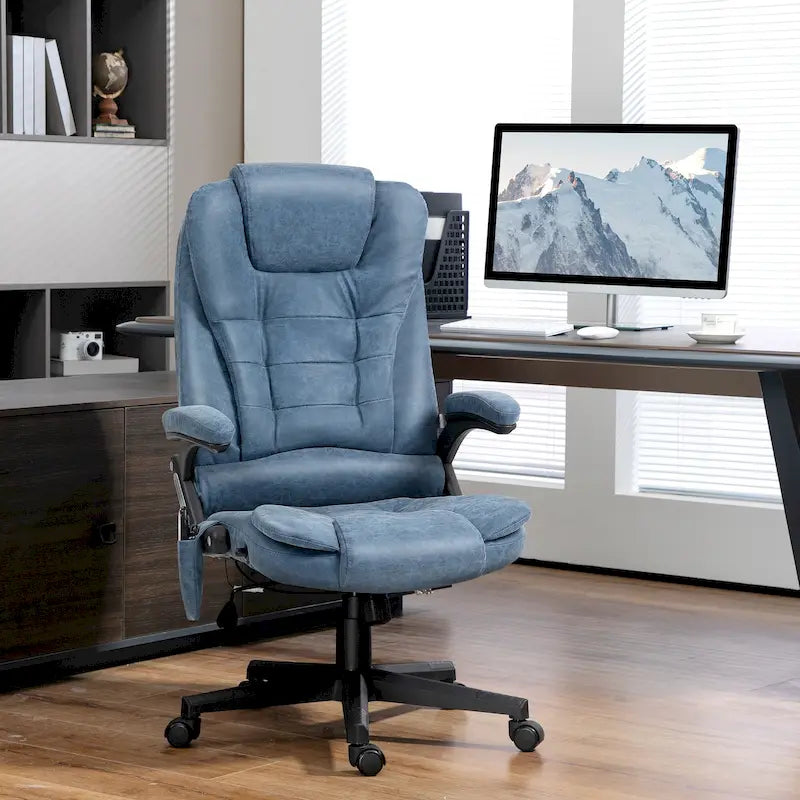 HOMCOM Fauteuil de bureau massant et vibrant à dossier haut avec 6 points de vibration, beige