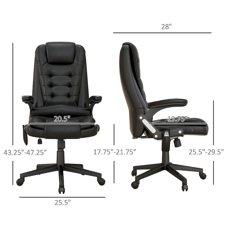 HOMCOM Fauteuil de bureau massant et vibrant à dossier haut avec 6 points de vibration, beige