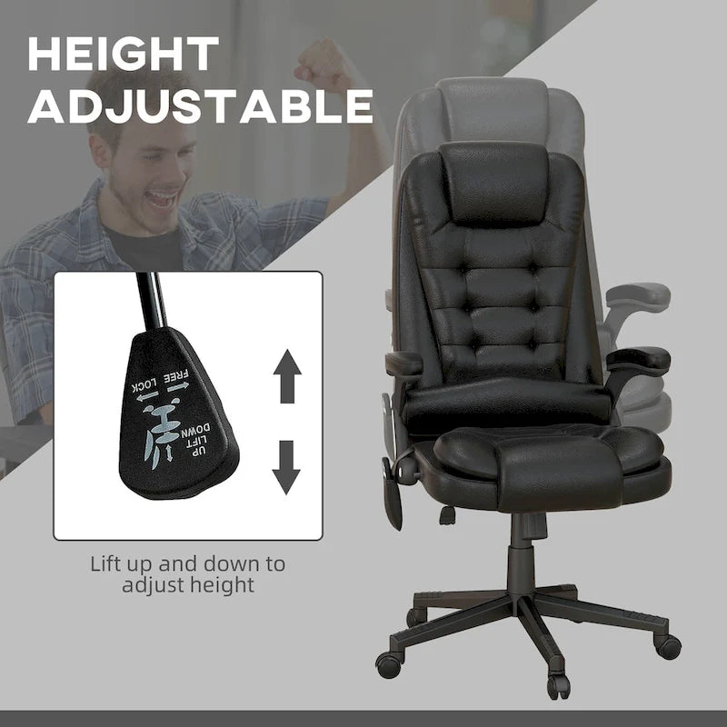 HOMCOM Fauteuil de bureau massant et vibrant à dossier haut avec 6 points de vibration, beige