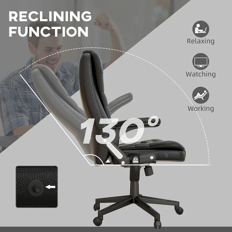 HOMCOM Fauteuil de bureau massant et vibrant à dossier haut avec 6 points de vibration, beige