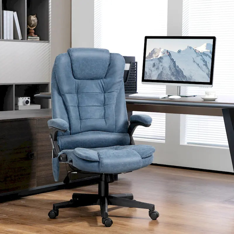 HOMCOM Fauteuil de bureau massant et vibrant à dossier haut avec 6 points de vibration, beige