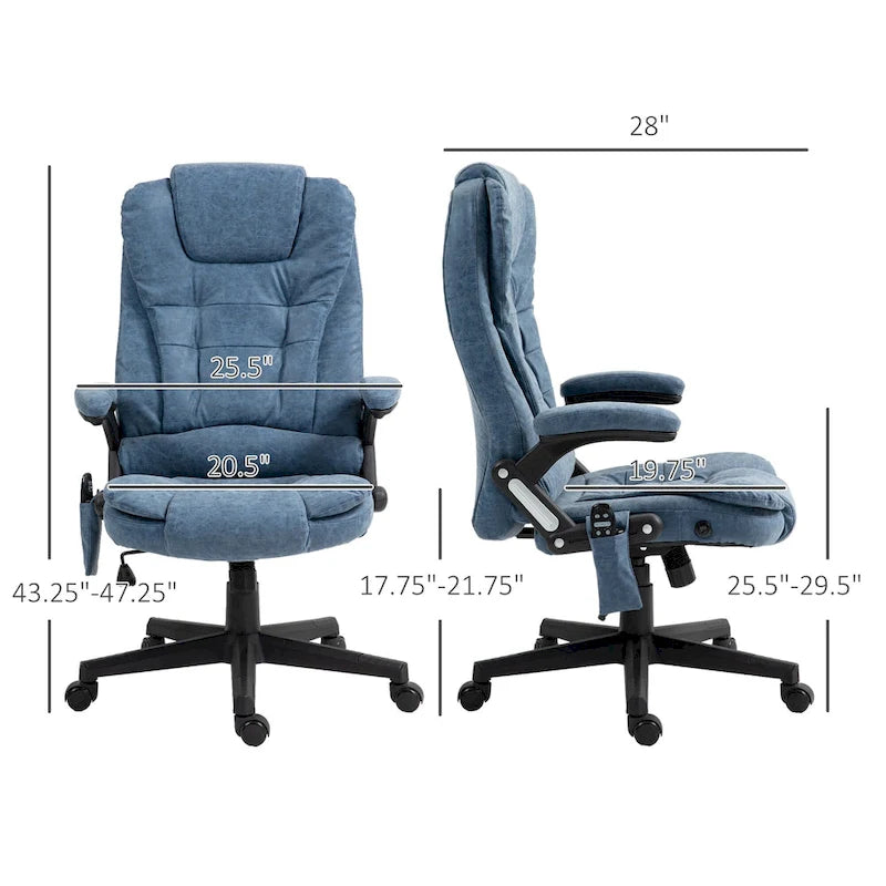 HOMCOM Fauteuil de bureau massant et vibrant à dossier haut avec 6 points de vibration, beige