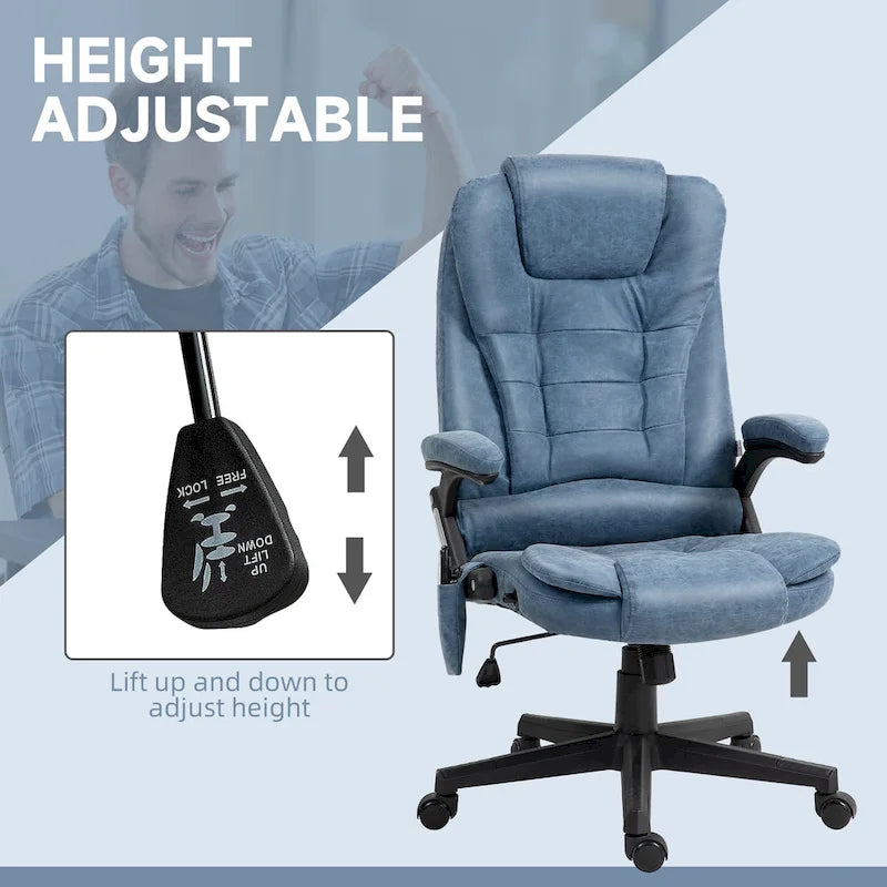 HOMCOM Fauteuil de bureau massant et vibrant à dossier haut avec 6 points de vibration, beige