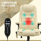 HOMCOM Fauteuil de bureau massant et vibrant à dossier haut avec 6 points de vibration, beige