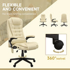 HOMCOM Fauteuil de bureau massant et vibrant à dossier haut avec 6 points de vibration, beige