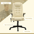 HOMCOM Fauteuil de bureau massant et vibrant à dossier haut avec 6 points de vibration, beige