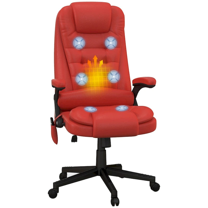 HOMCOM Fauteuil de bureau massant et vibrant à dossier haut avec 6 points de vibration, beige