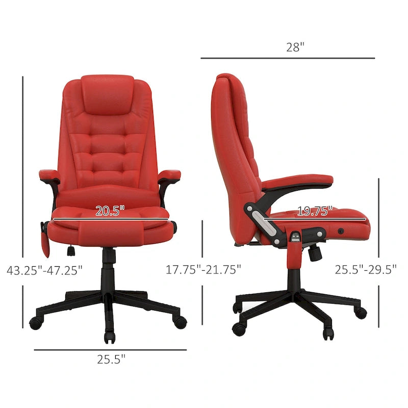 HOMCOM Fauteuil de bureau massant et vibrant à dossier haut avec 6 points de vibration, beige
