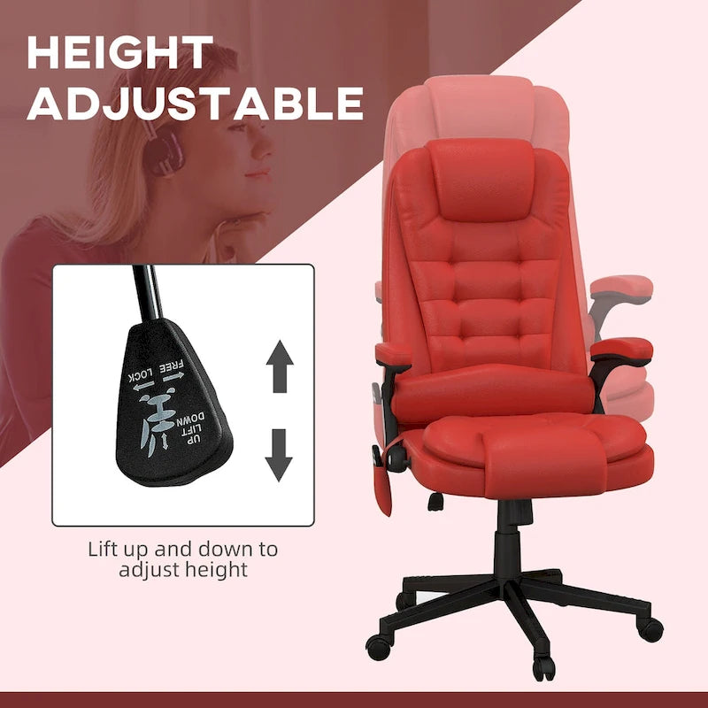 HOMCOM Fauteuil de bureau massant et vibrant à dossier haut avec 6 points de vibration, beige