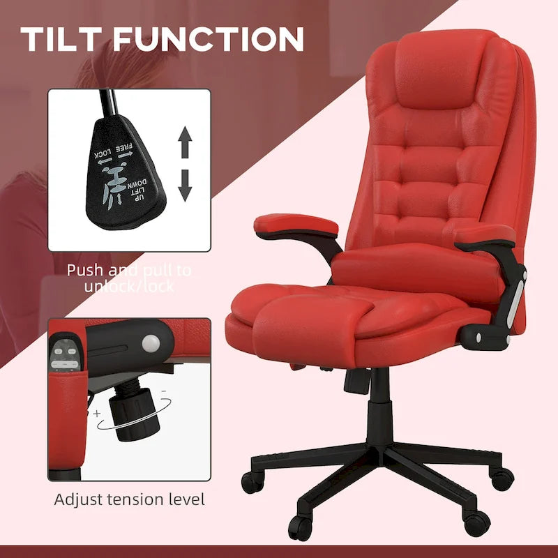 HOMCOM Fauteuil de bureau massant et vibrant à dossier haut avec 6 points de vibration, beige