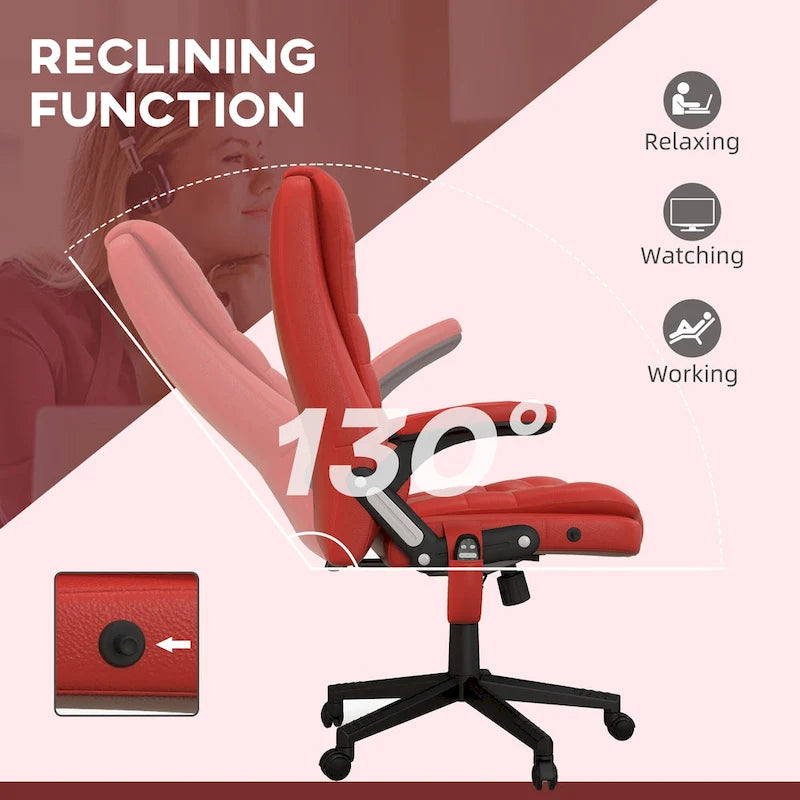 HOMCOM Fauteuil de bureau massant et vibrant à dossier haut avec 6 points de vibration, beige