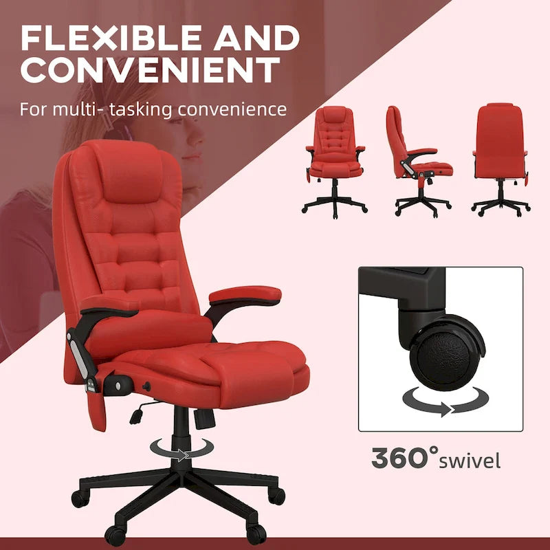 HOMCOM Fauteuil de bureau massant et vibrant à dossier haut avec 6 points de vibration, beige