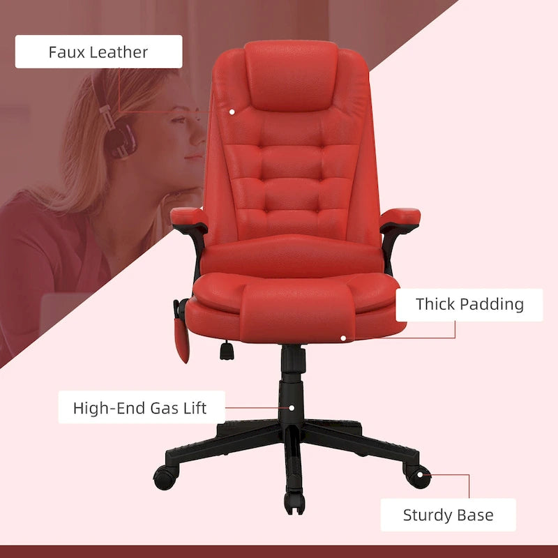 HOMCOM Fauteuil de bureau massant et vibrant à dossier haut avec 6 points de vibration, beige