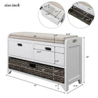 Banc de rangement avec panier amovible et 2 tiroirs